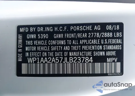 2018 Porsche Macan из США, поврежденный, VIN WP1AA2A57JLB23784